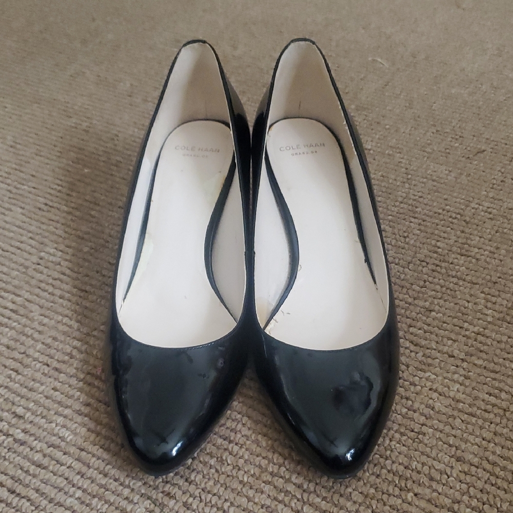 Cole Haan Women's Patent Black Wedge Heels 9.5
